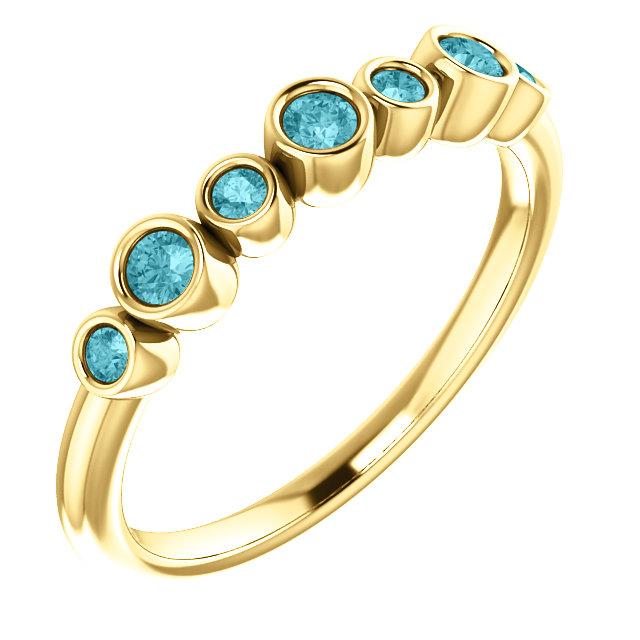 Blue Sapphire Bezel-Set Ring ,14k Yellow Gold