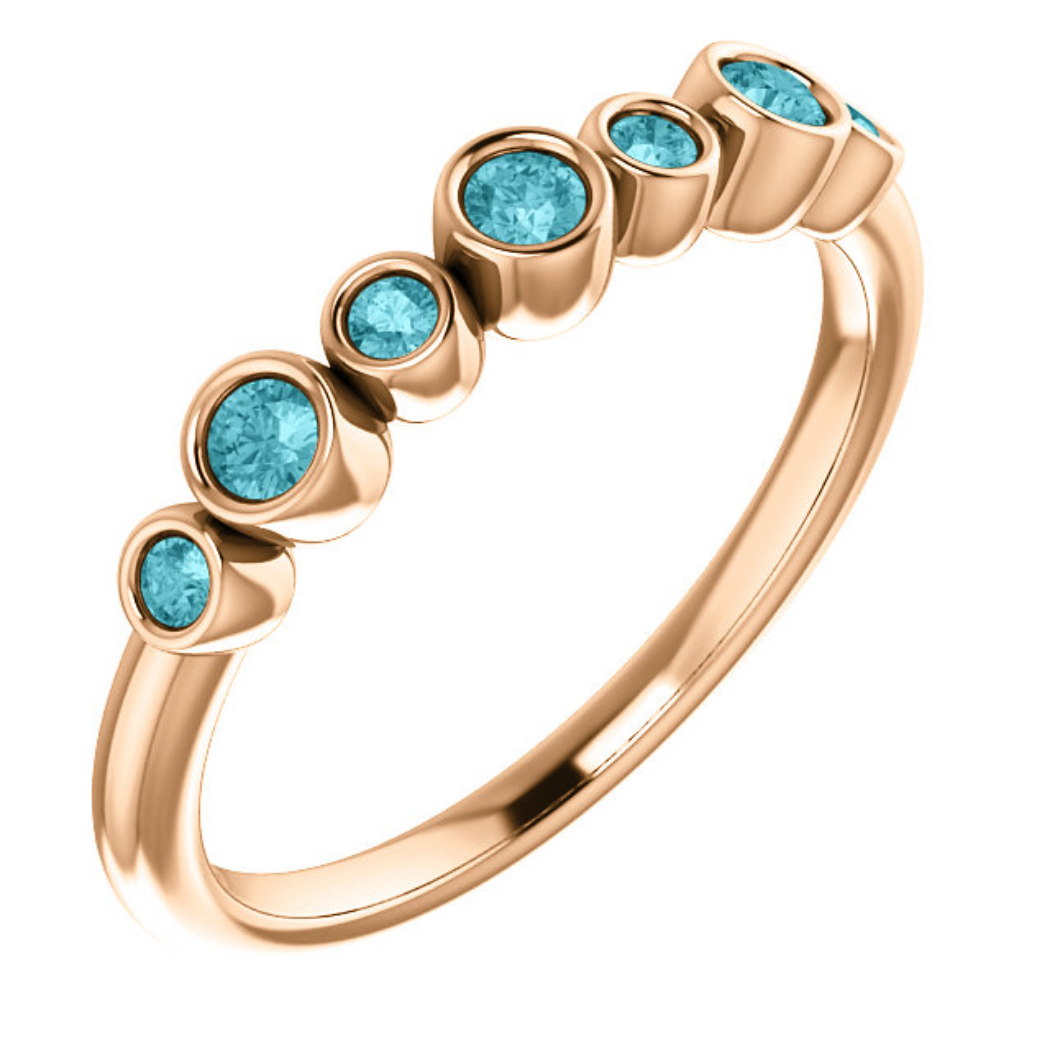 Blue Zircon Bezel-Set Ring,14k Rose Gold