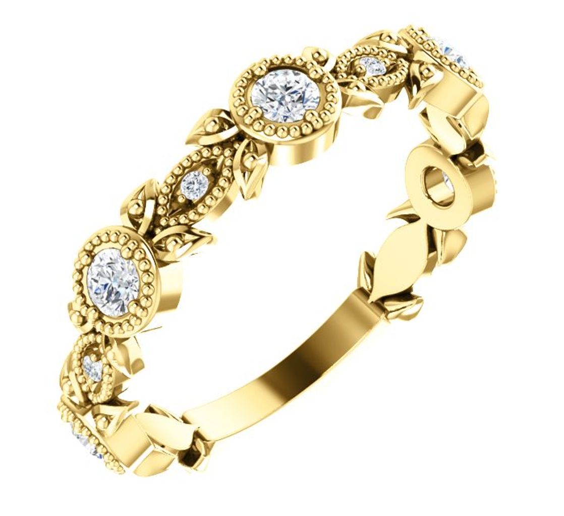 Diamond Leaf Ring, 14k Yellow Gold 