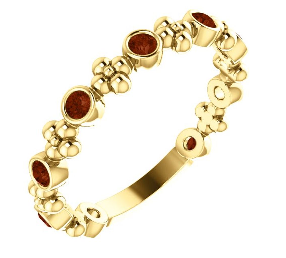 Genuine Mozambique Garnet Beaded Ring