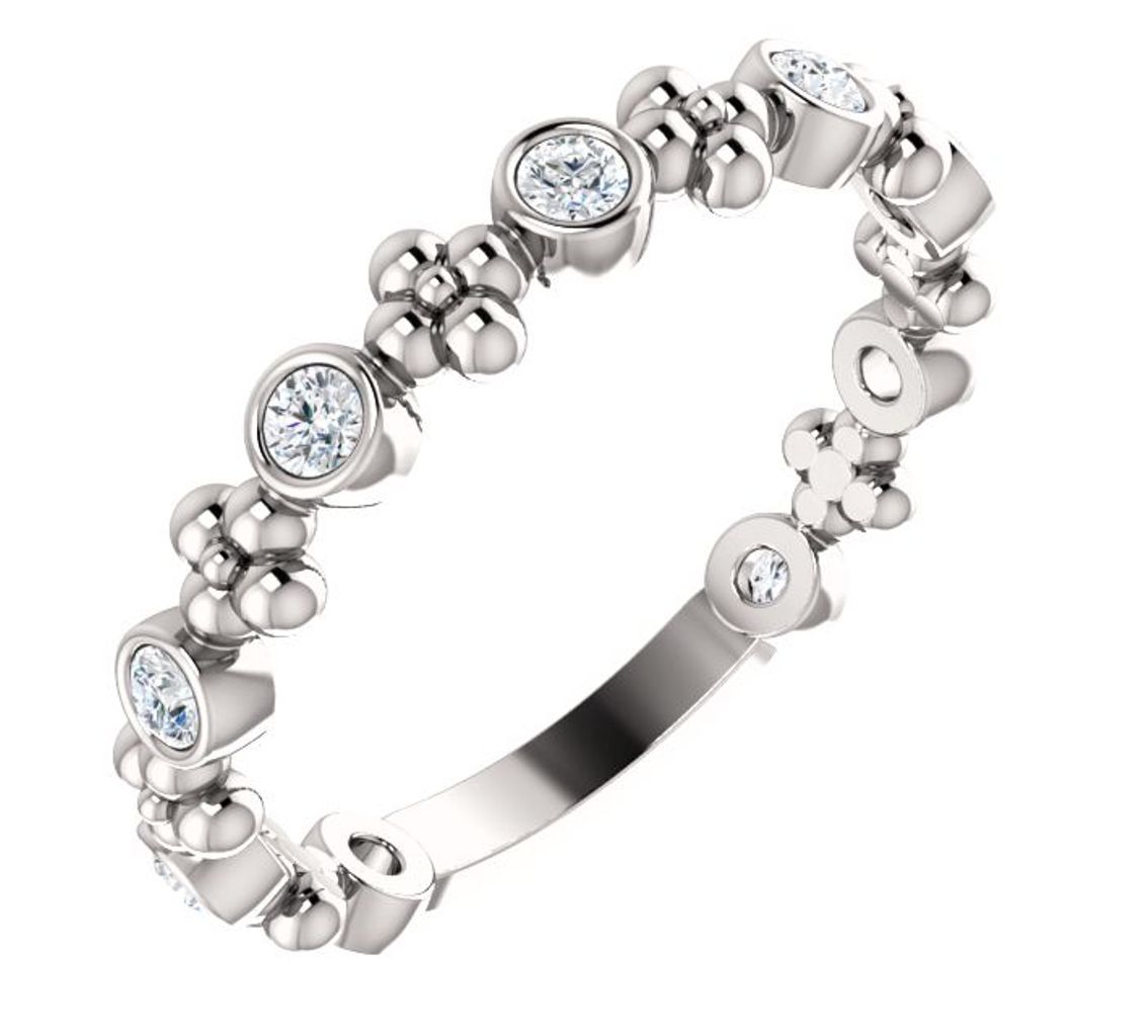 Diamond Beaded Ring, Rhodium-Plated 14k White Gold (0.25 Ctw, G-H Color, I1 Clarity)
