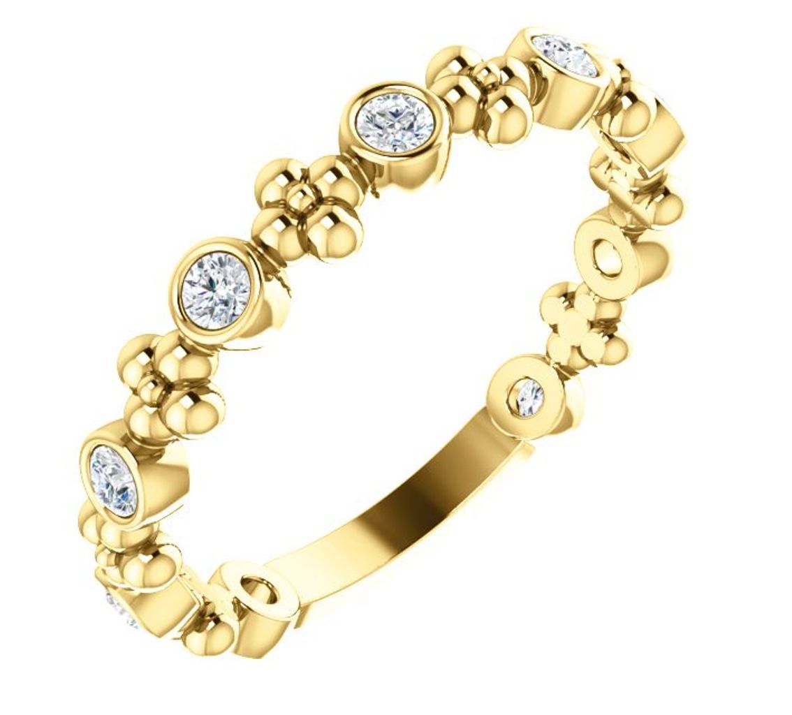 Genuine Diamond Beaded Ring, 14k Yellow Gold (.25 Ctw, G-H Color, I1 Clarity)
