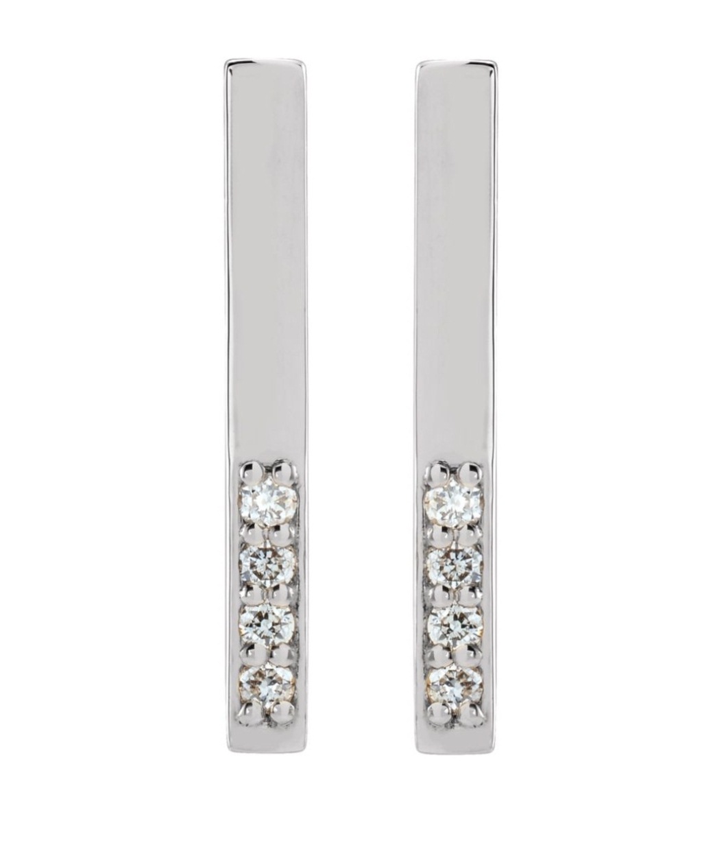 Diamond Geometric Dangle Earrings, 14k White Gold