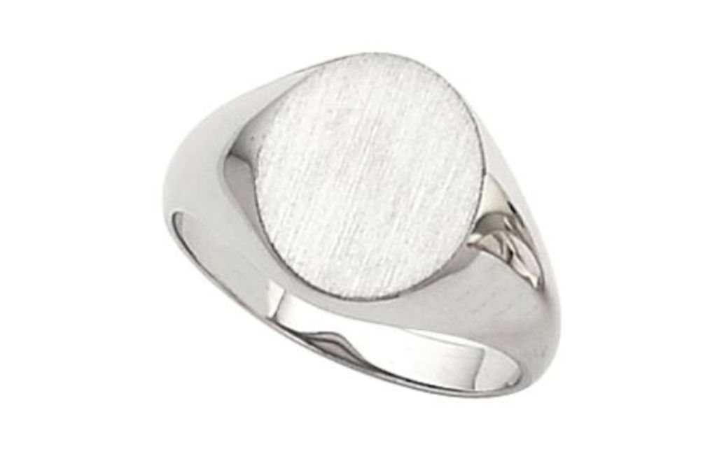 10k White Gold 16x14mm Men's Signet Ring