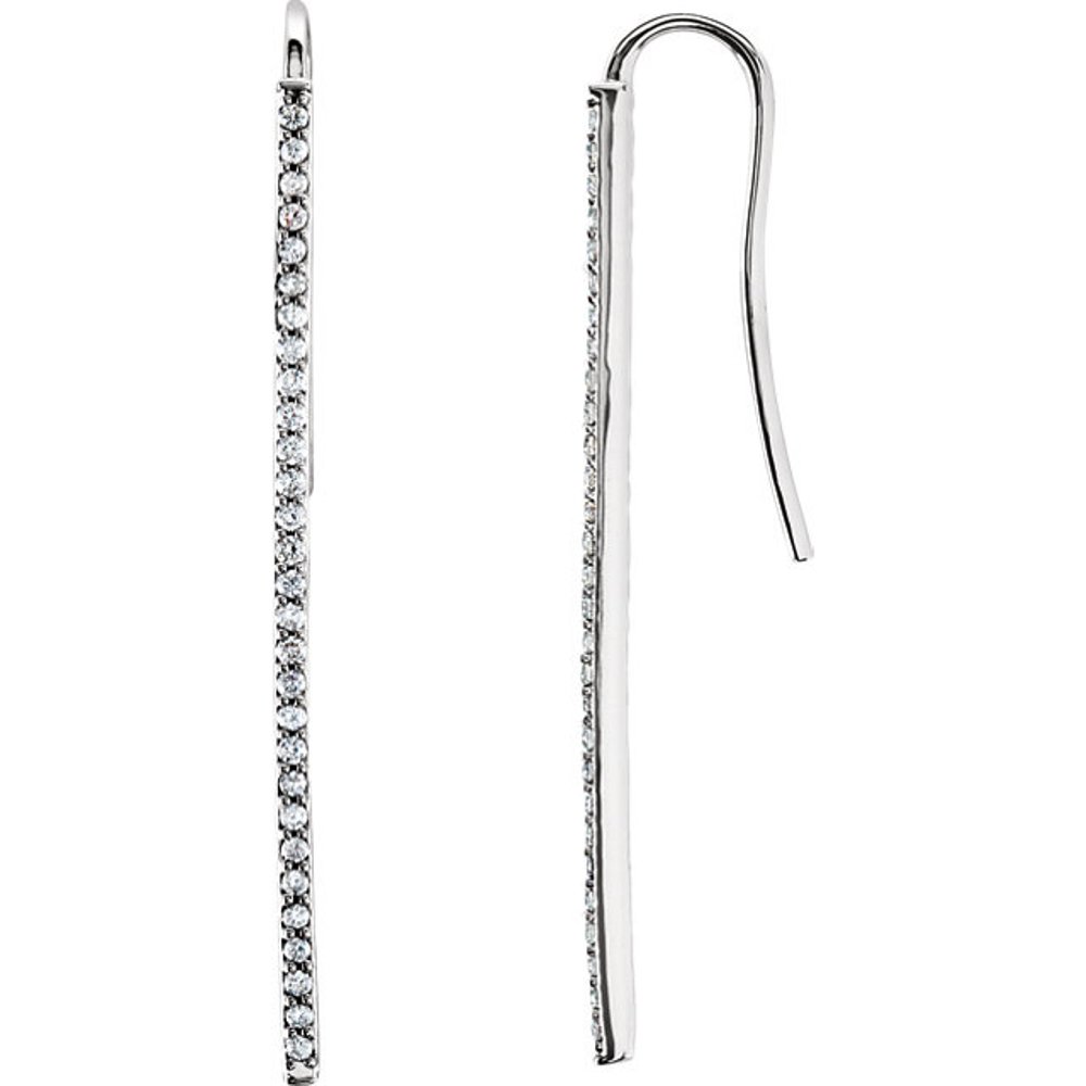 Diamond Vertical Bar Earrings, Rhodium-Plated 14k White Gold (1/4 Ctw, Color H+, Clarity I1)