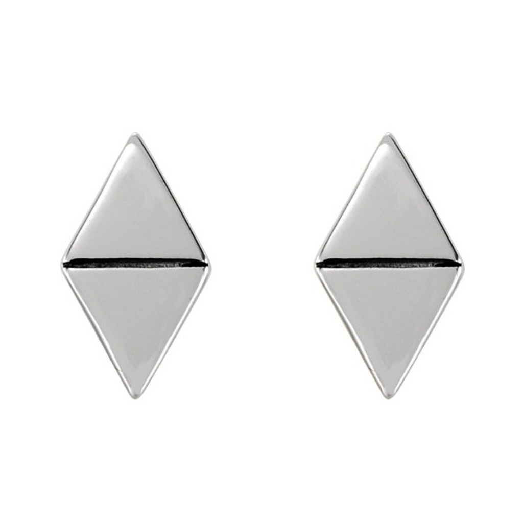 Platinum Geometric Triangle Stud Earrings