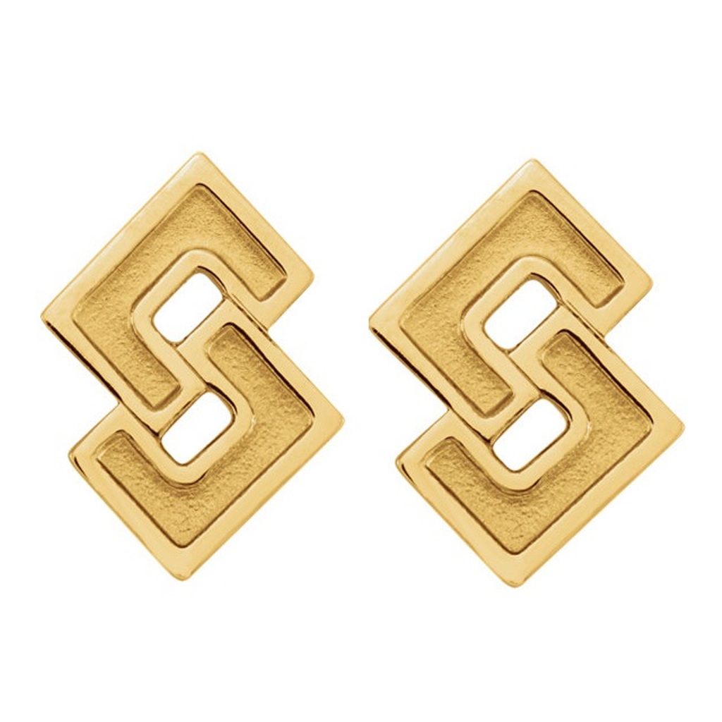 Inlaid Geometric Link Post Earrings