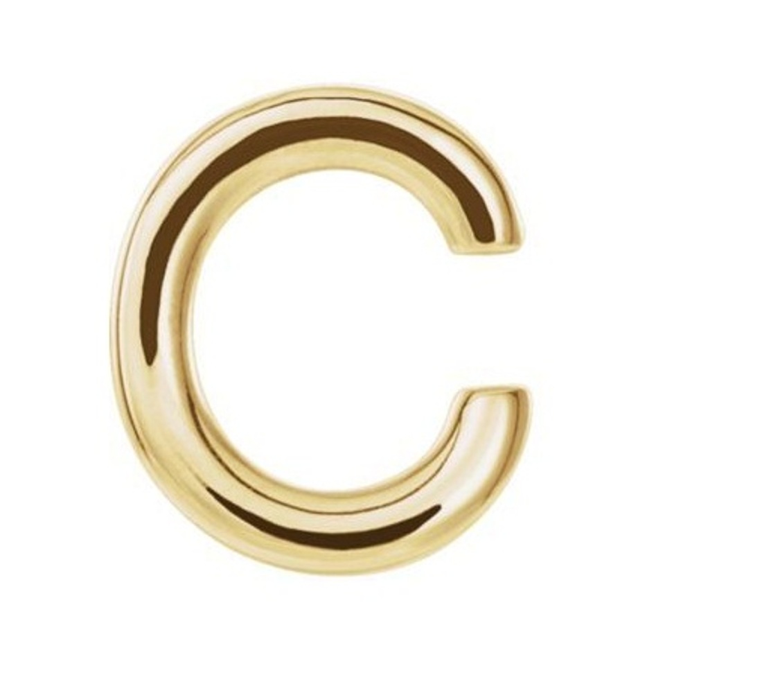 Initial Letter 'C' 14k Yellow Gold Stud Earring 