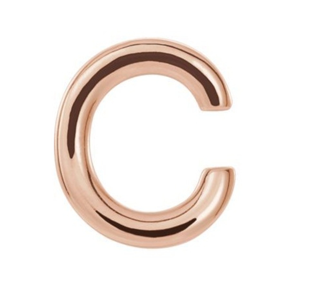 Initial Letter 'C' 14k Rose Gold Stud Earring 