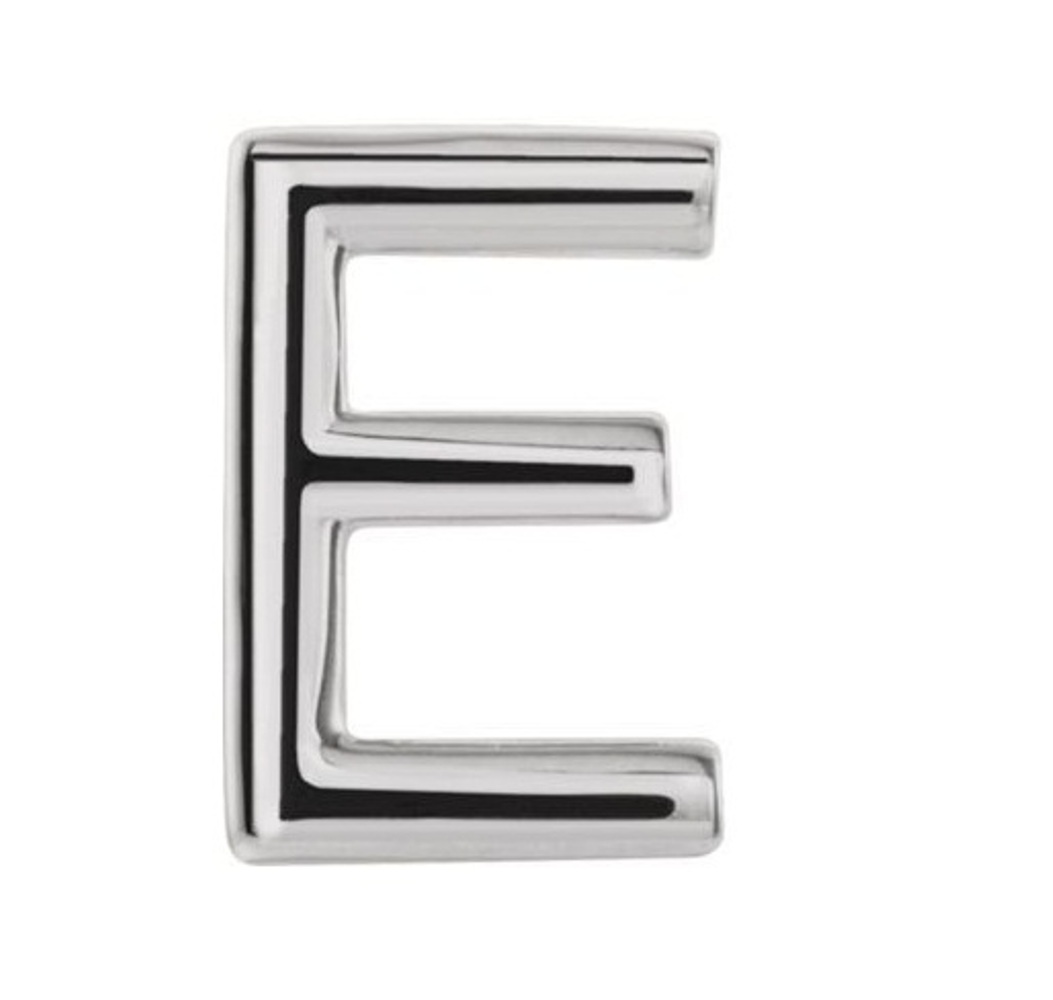 Initial Letter 'E' Rhodium-Plated 14k White Gold Stud Earring 