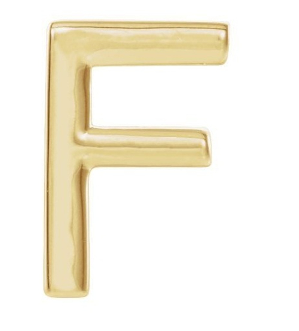 Initial Letter 'F' 14k Yellow Gold Stud Earring 
