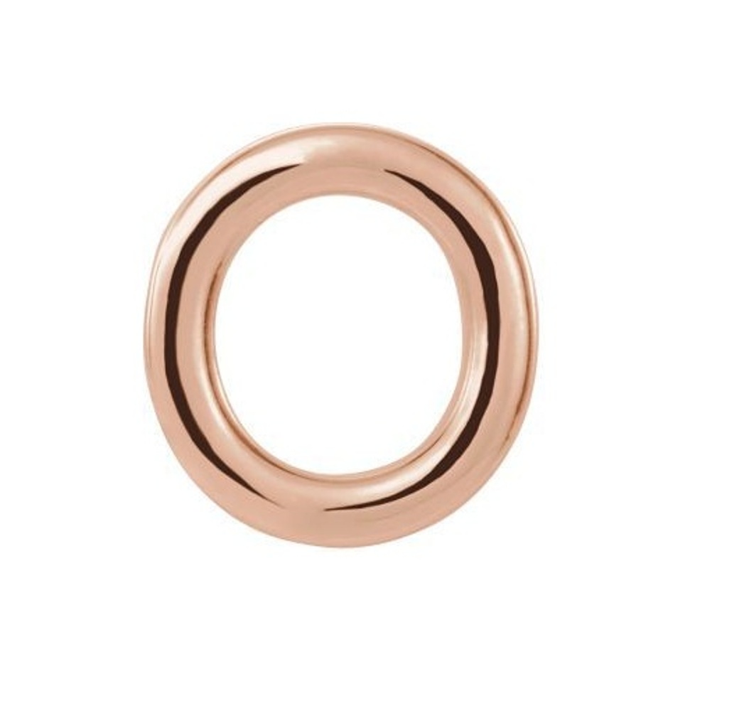 Initial Letter 'O' 14k Rose Gold Stud Earring 