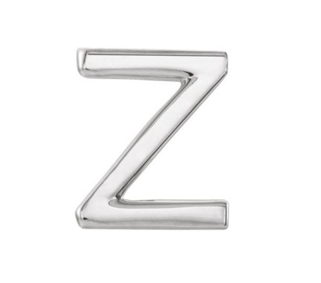 Initial Letter 'Z' Rhodium-Plated 14k White Gold Stud Earring 