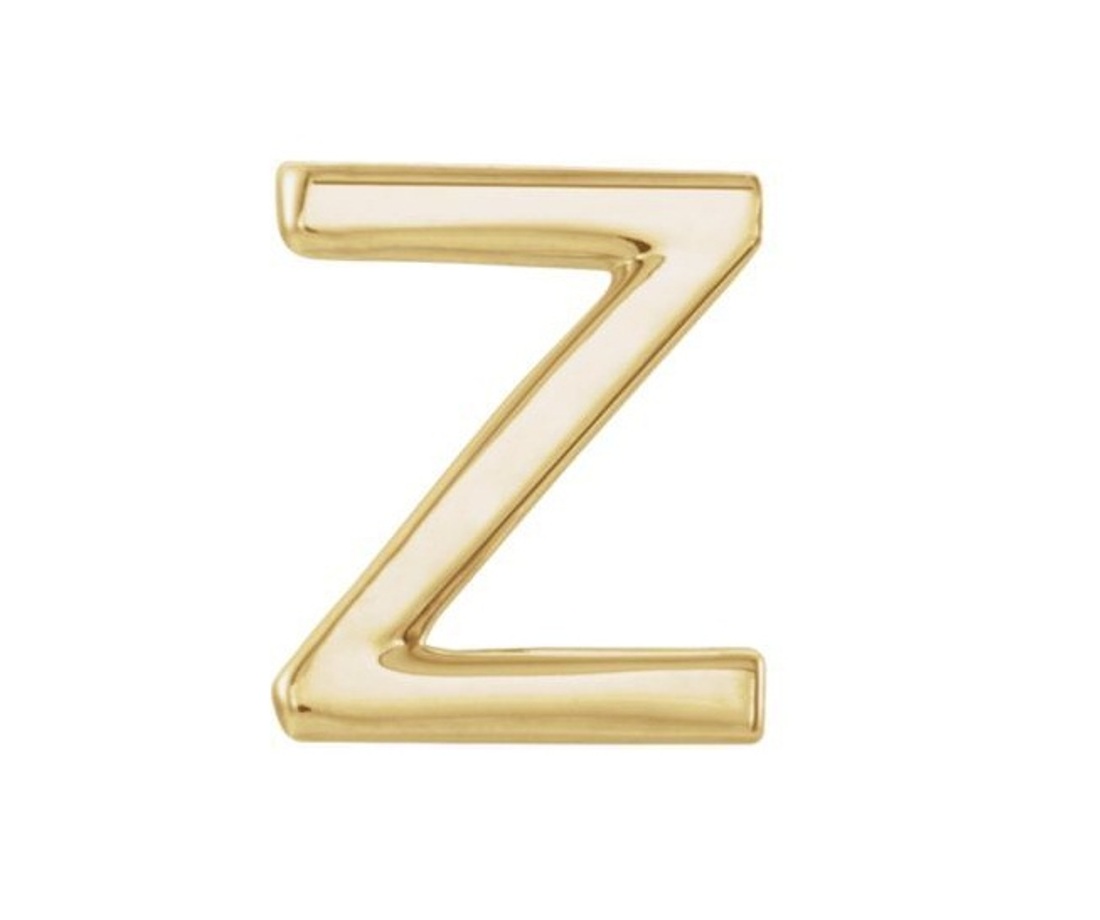 Initial Letter 'Z' 14k Yellow Gold Stud Earring 