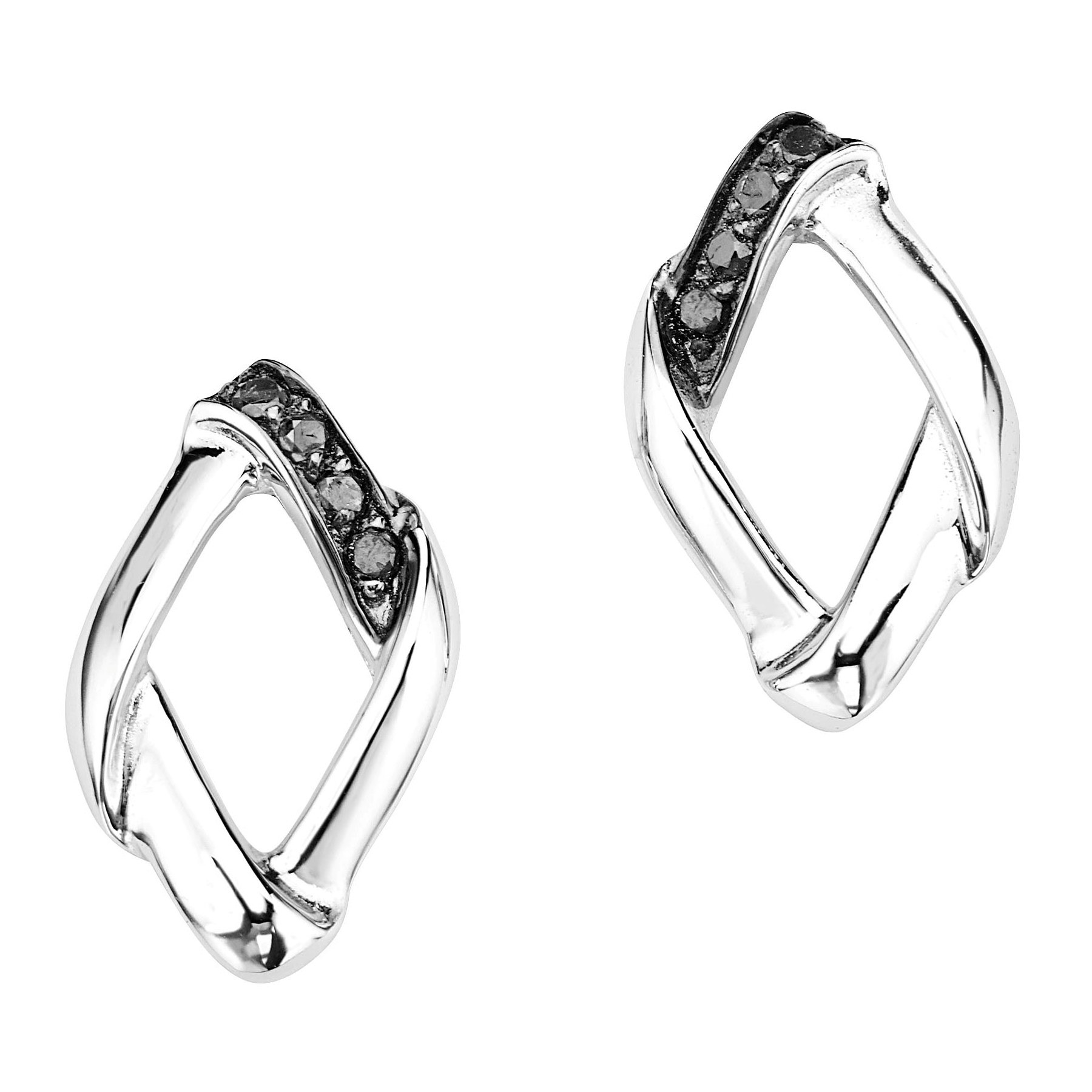 Black Diamonds Earrings, Sterling Silver