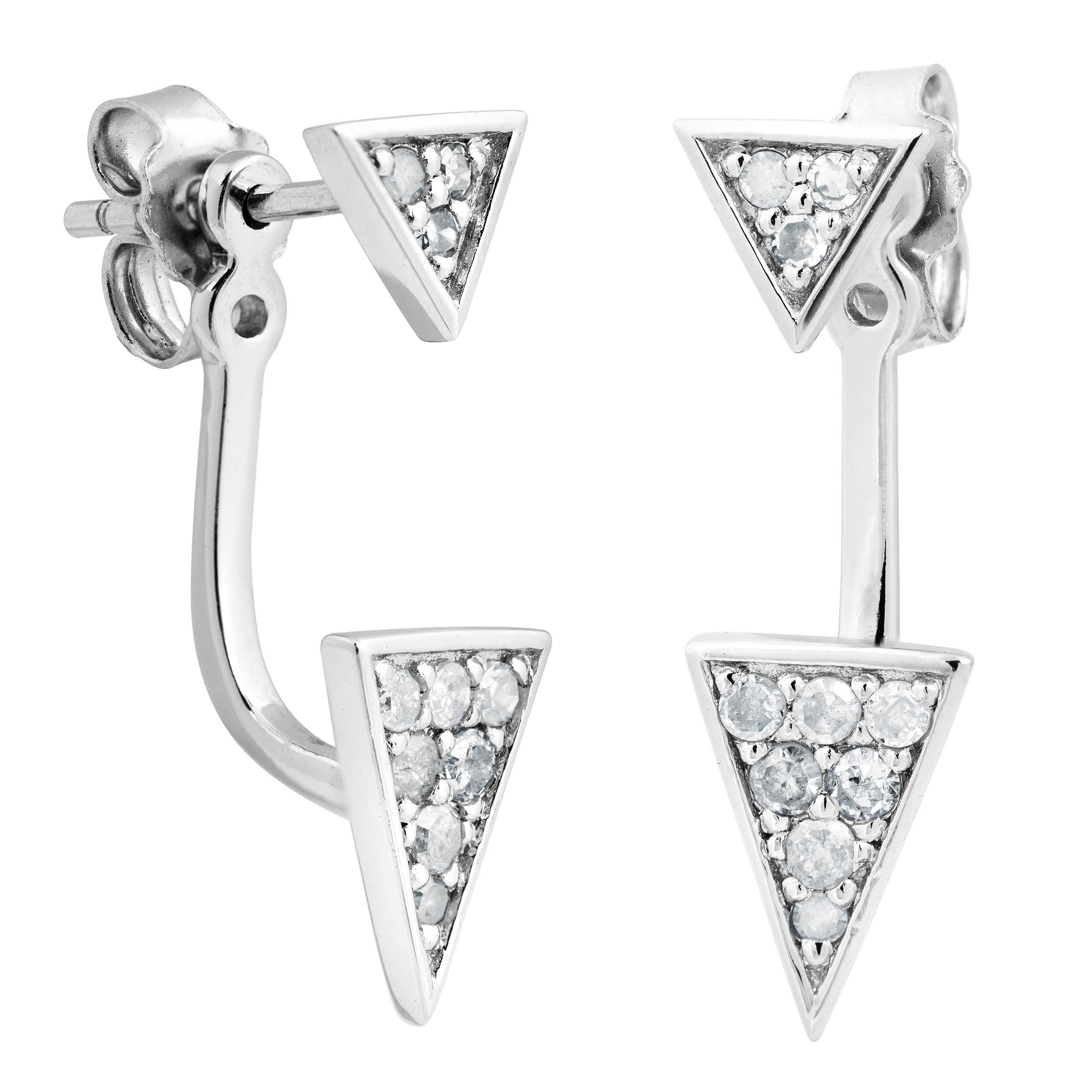 Graduated Diamond with Adjustable Hugging Jackets Earrings, Sterling Silver
