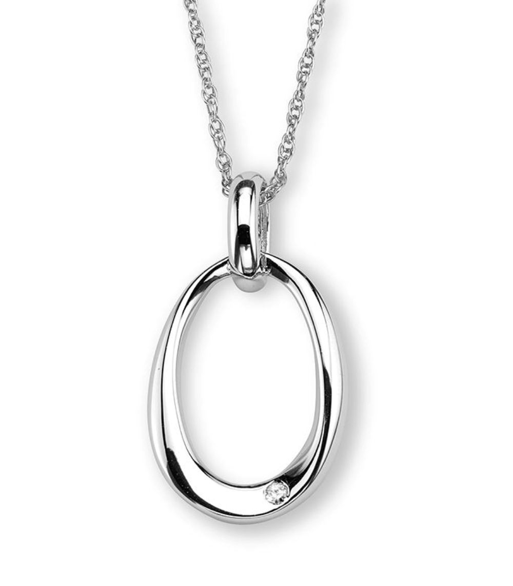 Diamond with Mirror Polished Oval Pendent. 