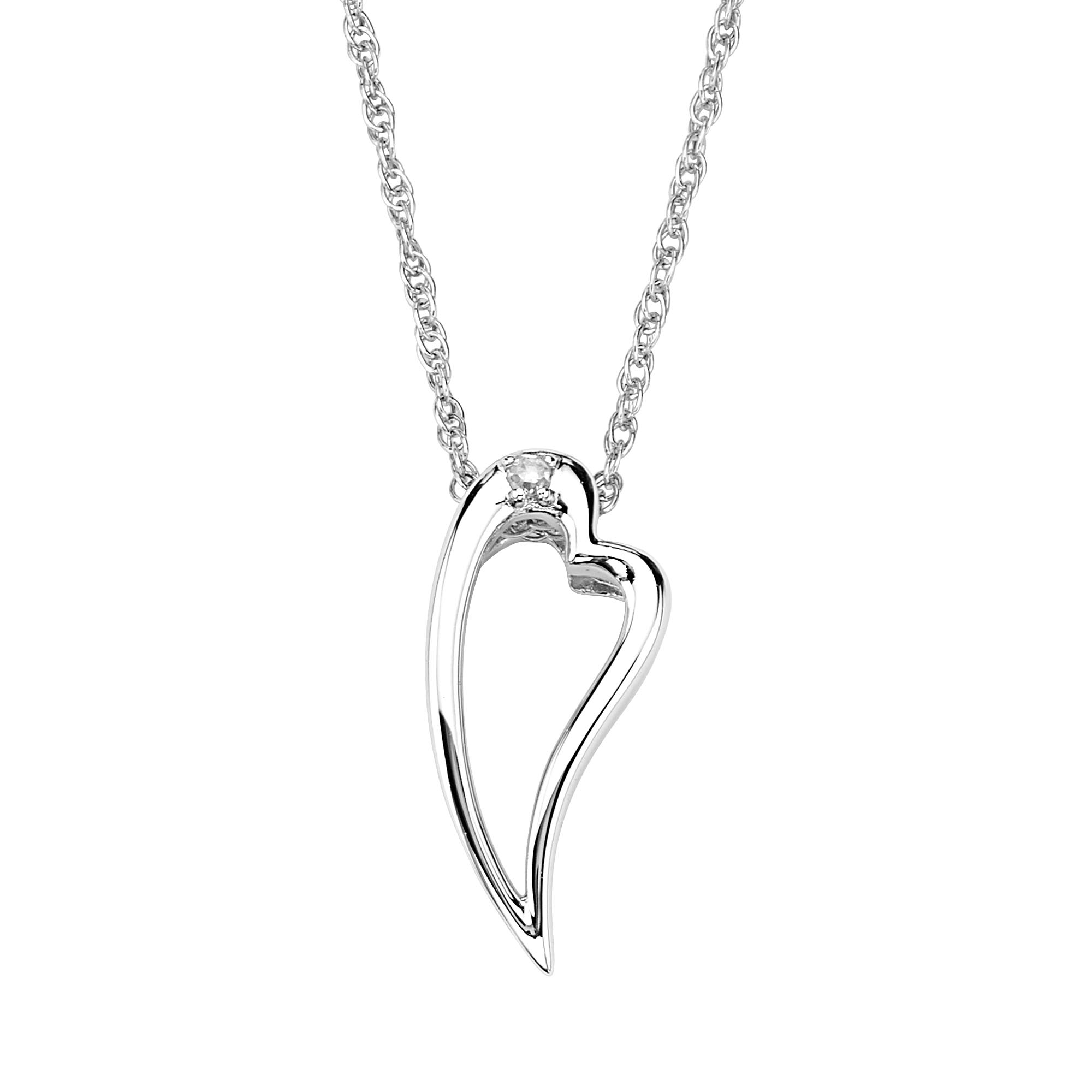 CZ Pendant Necklace, Rhodium Plated Sterling Silver