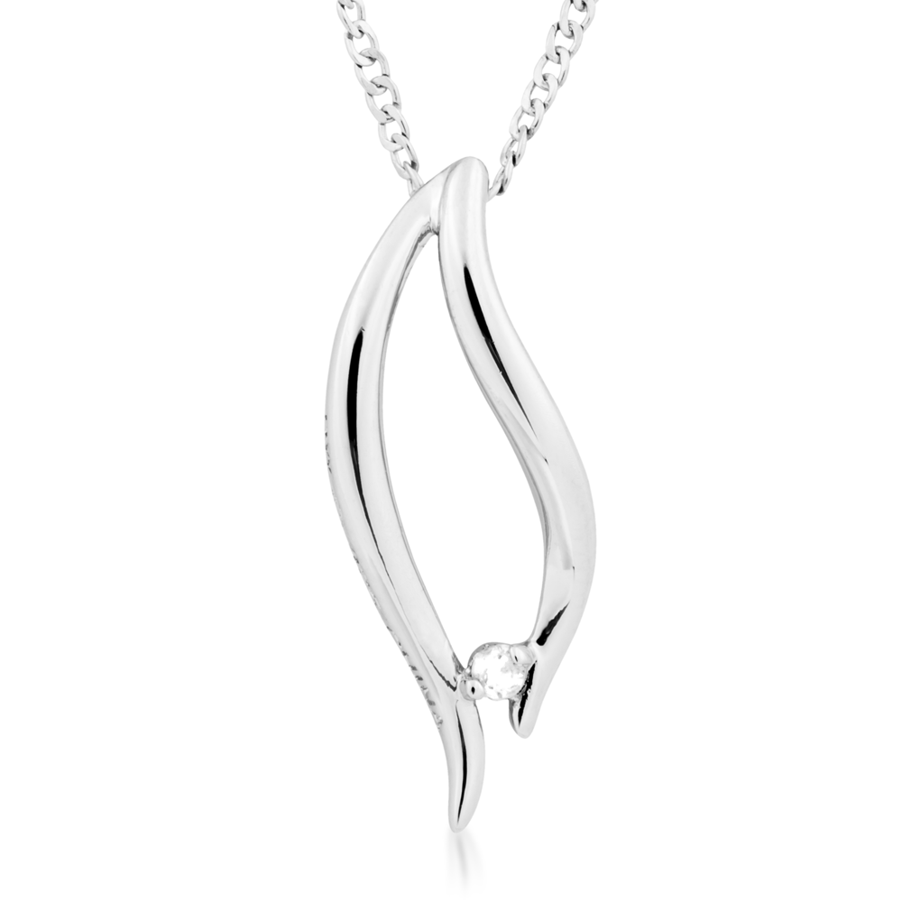 Diamond Pendant Necklace, Sterling Silver