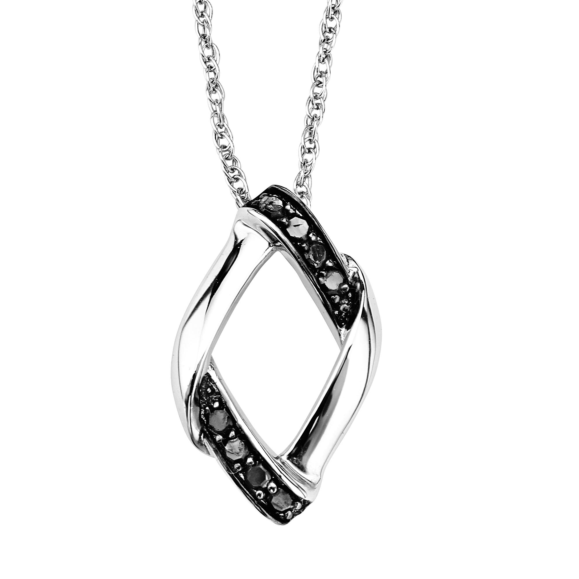 CZ Pendant Necklace, Rhodium Plated Sterling Silver