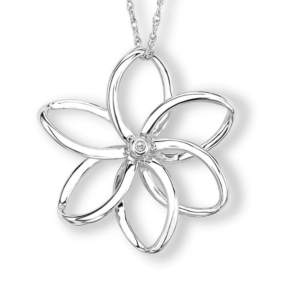 Diamond Pendant Necklace, Sterling Silver