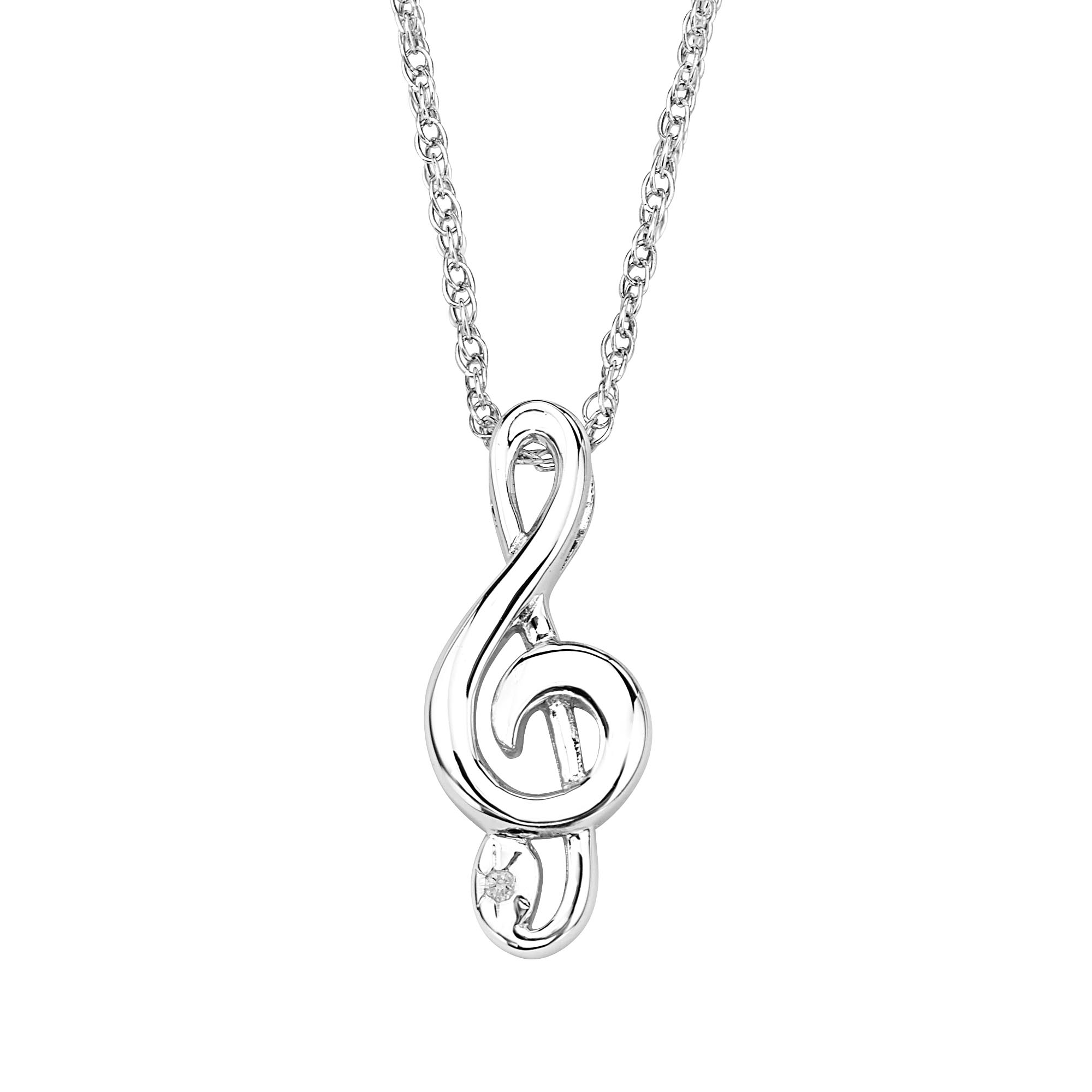 CZ Pendant Necklace, Rhodium Plated Sterling Silver