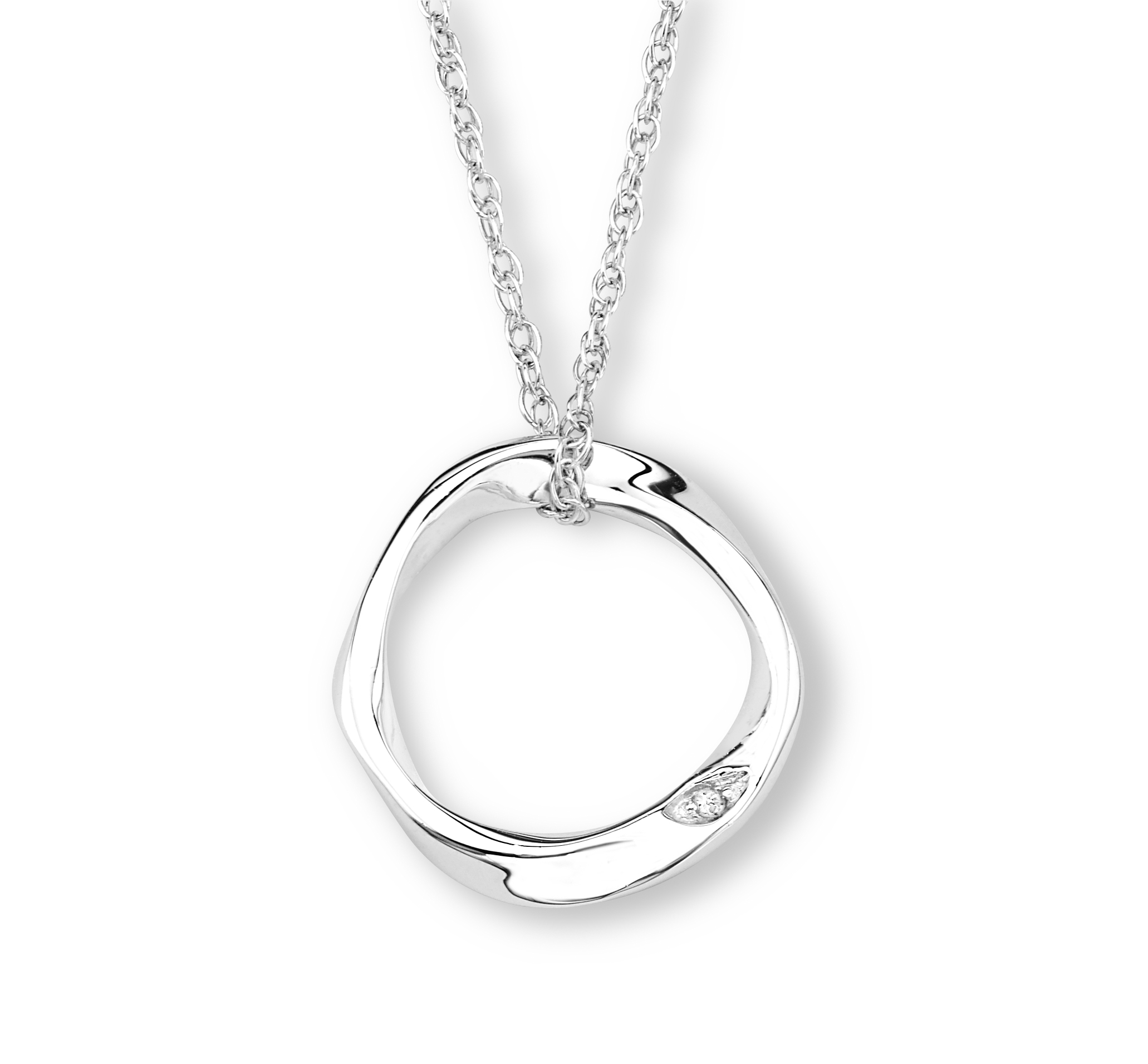 CZ Pendant Necklace, Rhodium Plated Sterling Silver