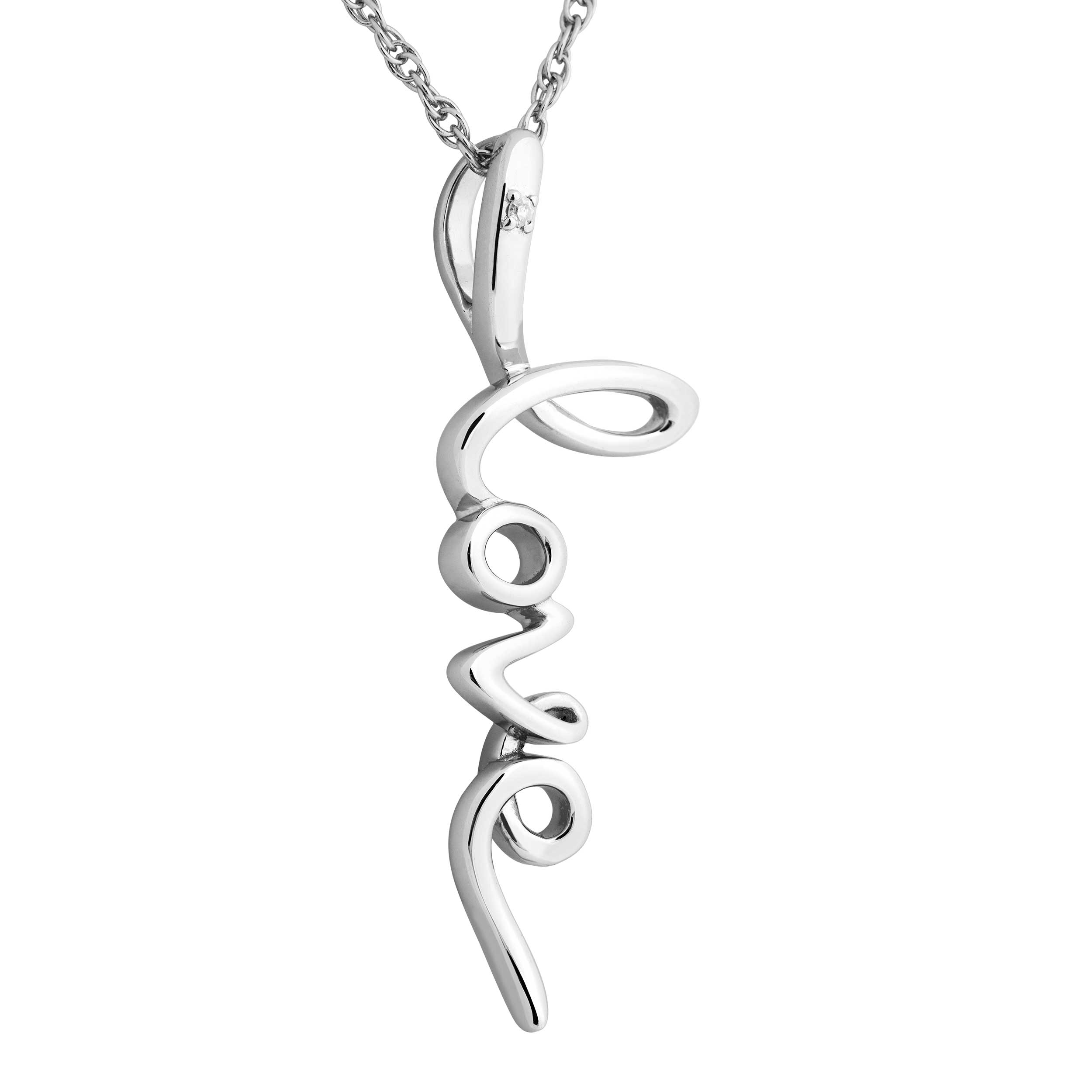 Diamond Pendant Necklace, Sterling Silver