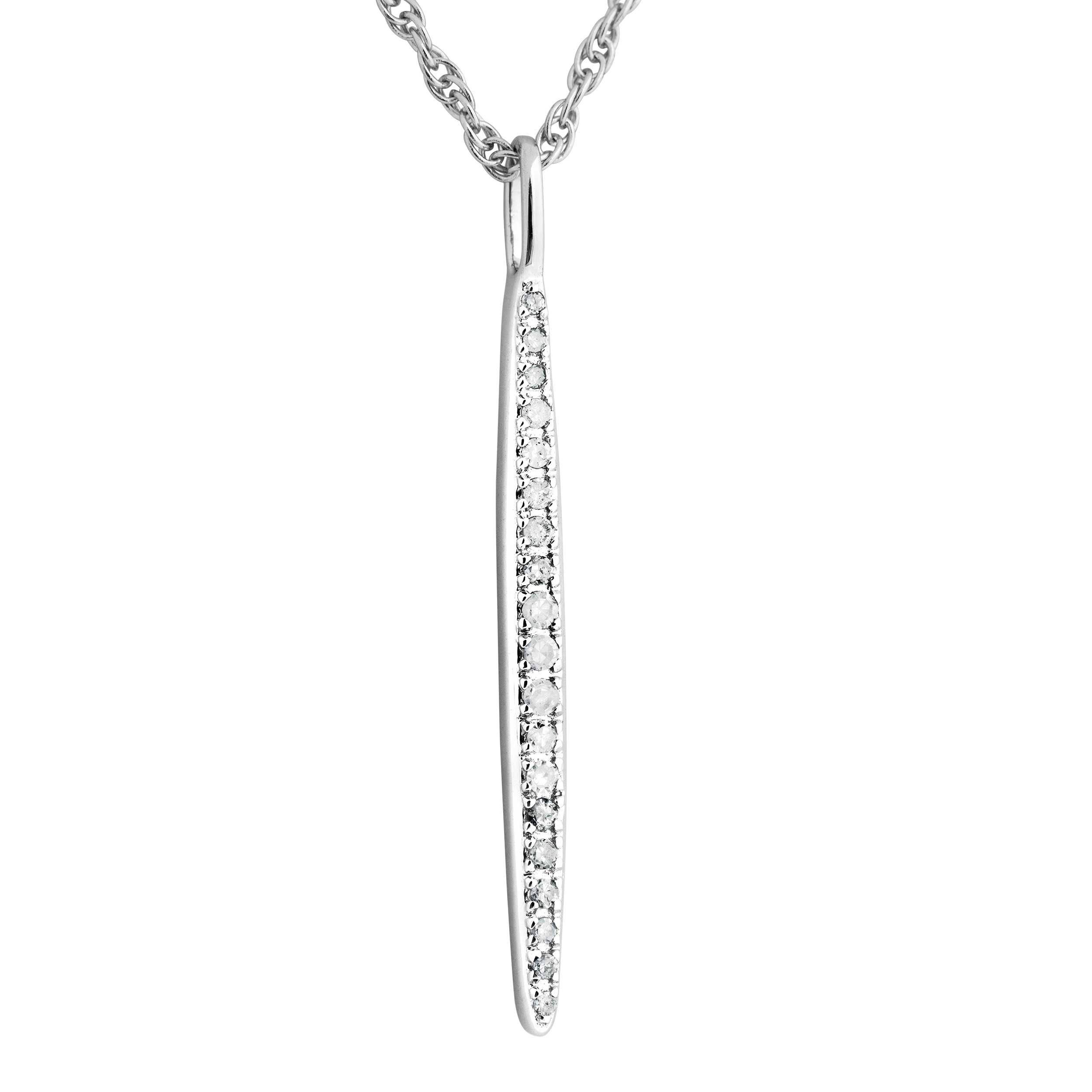 Diamond with Vertical Bar Pendant Necklace, Sterling Silver