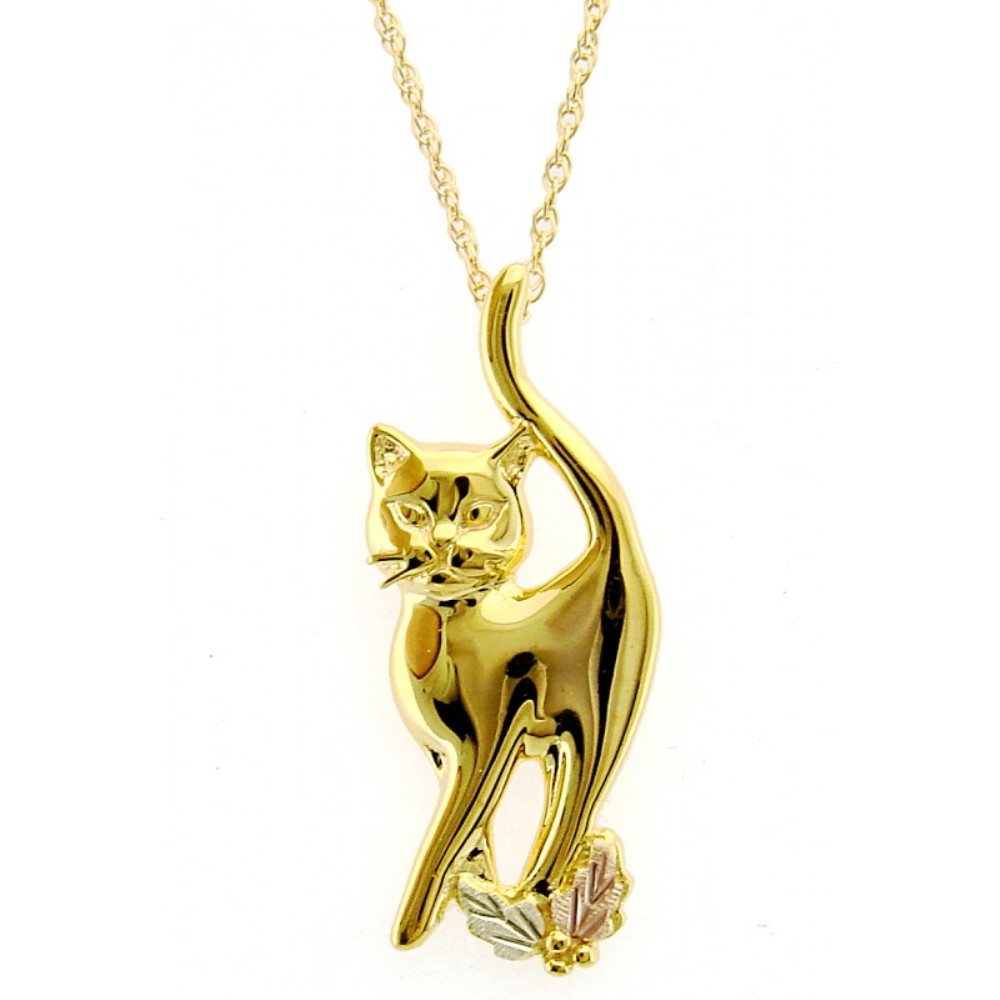 Cat Pendant Necklace, 10k Yellow Gold 