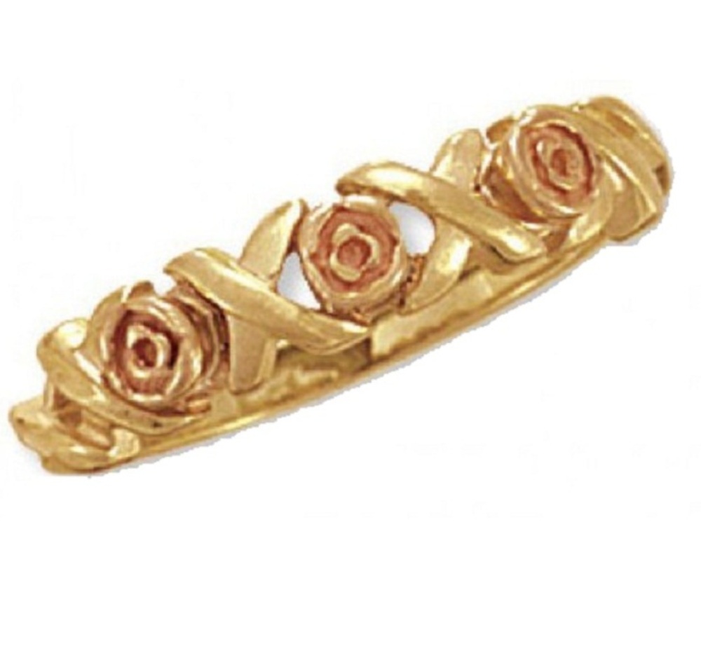 10k Yellow Gold Rose with Cross Design Ring