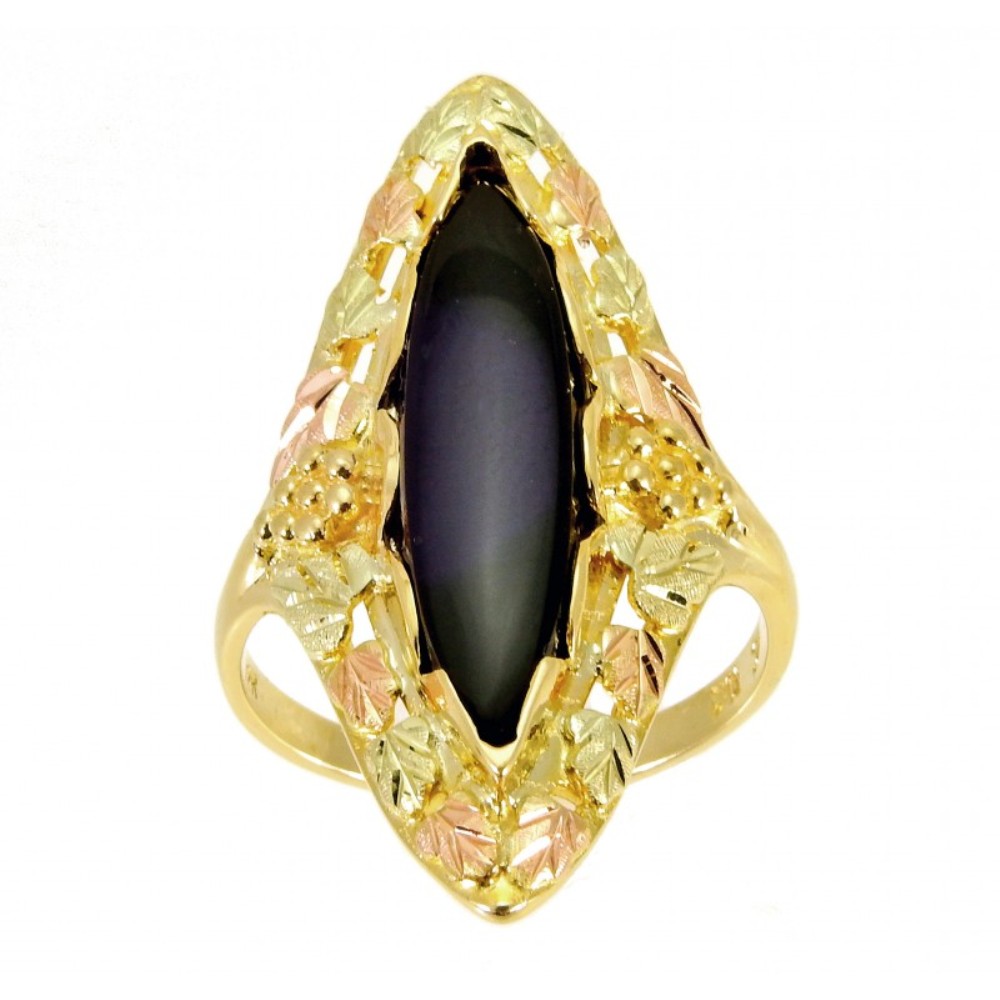 Marquise Onyx Ring , 10k Yellow Gold