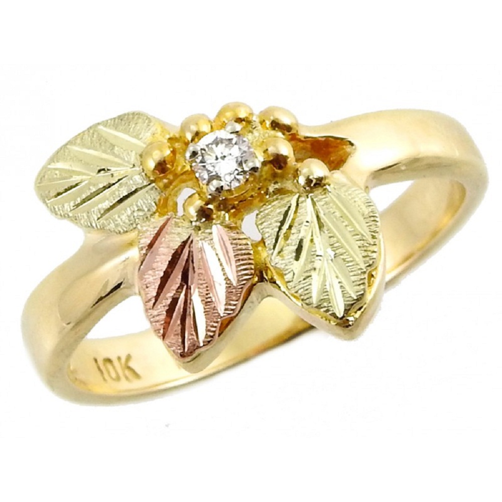 10k Yellow Gold Diamond ring and Black Hills Gold motif.
