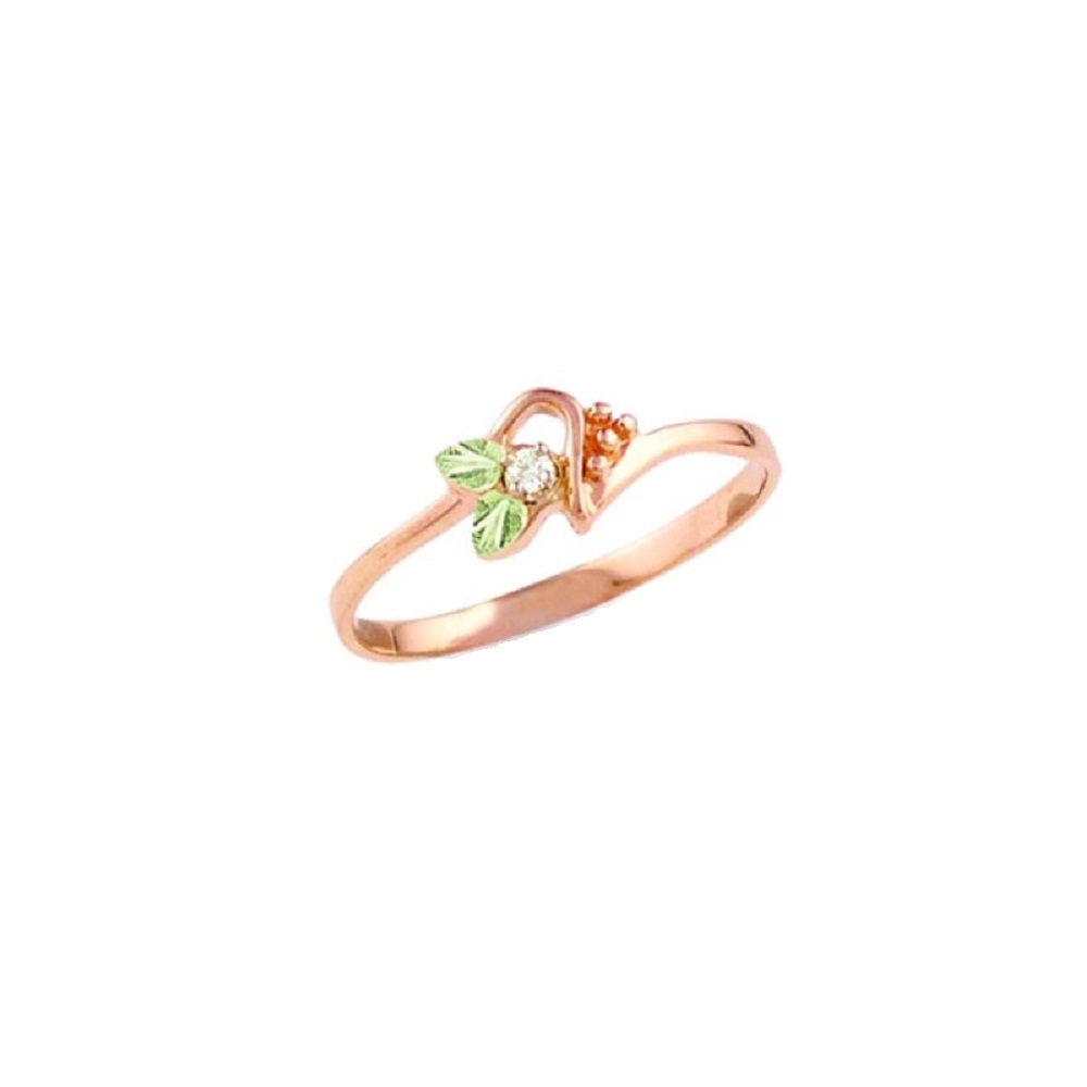 Diamond with Green Leaf Ring
