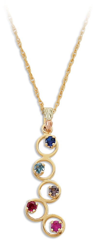 Black Hills Gold Necklace with Gemstone accent Pendent. 