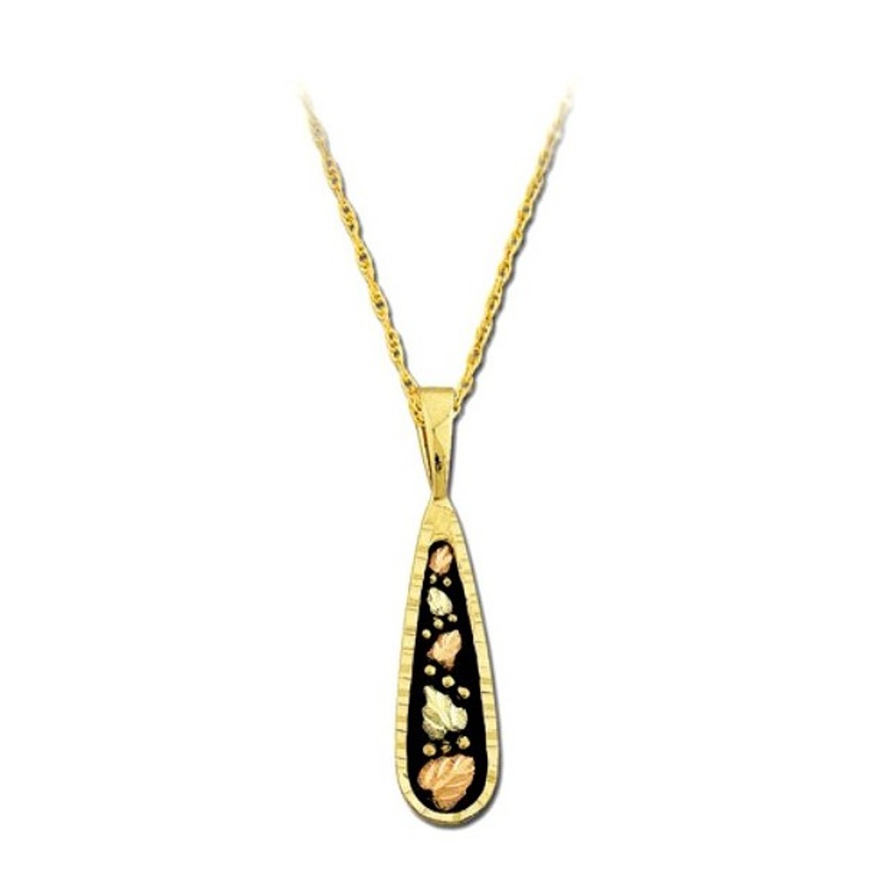 Antiqued Tear Drop Pendent Necklace, 10k Yellow Gold
