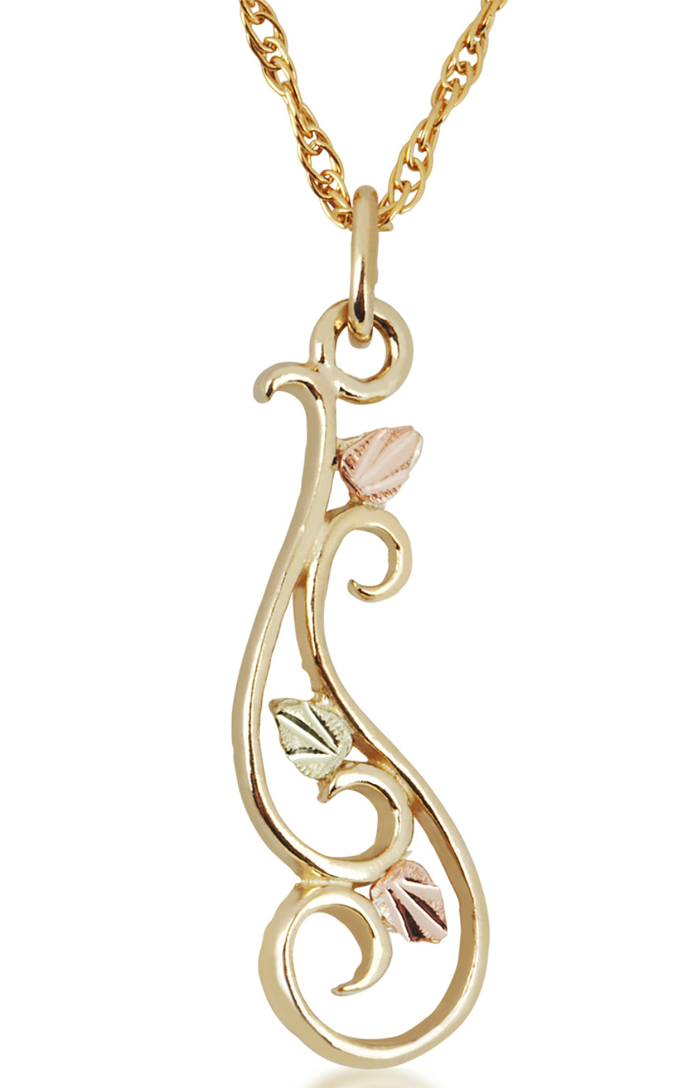 Scrollwork Dangle Pendant Necklace, 10k Yellow Gold