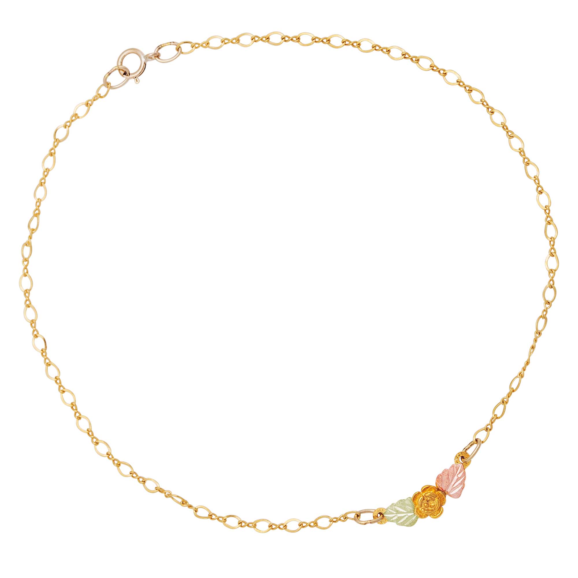 10k Yellow Gold Ankle Bracelet in Black Hills Gold. 