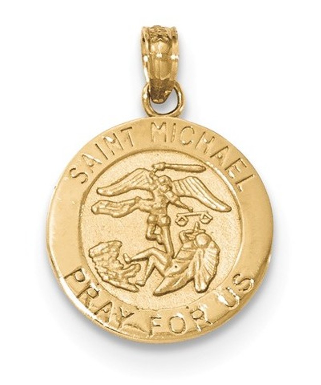 14k Yellow Gold Saint Michael Medal Pendant 