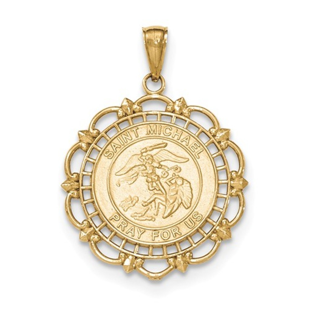14k Yellow Gold Saint Michael Medal Pendant ()