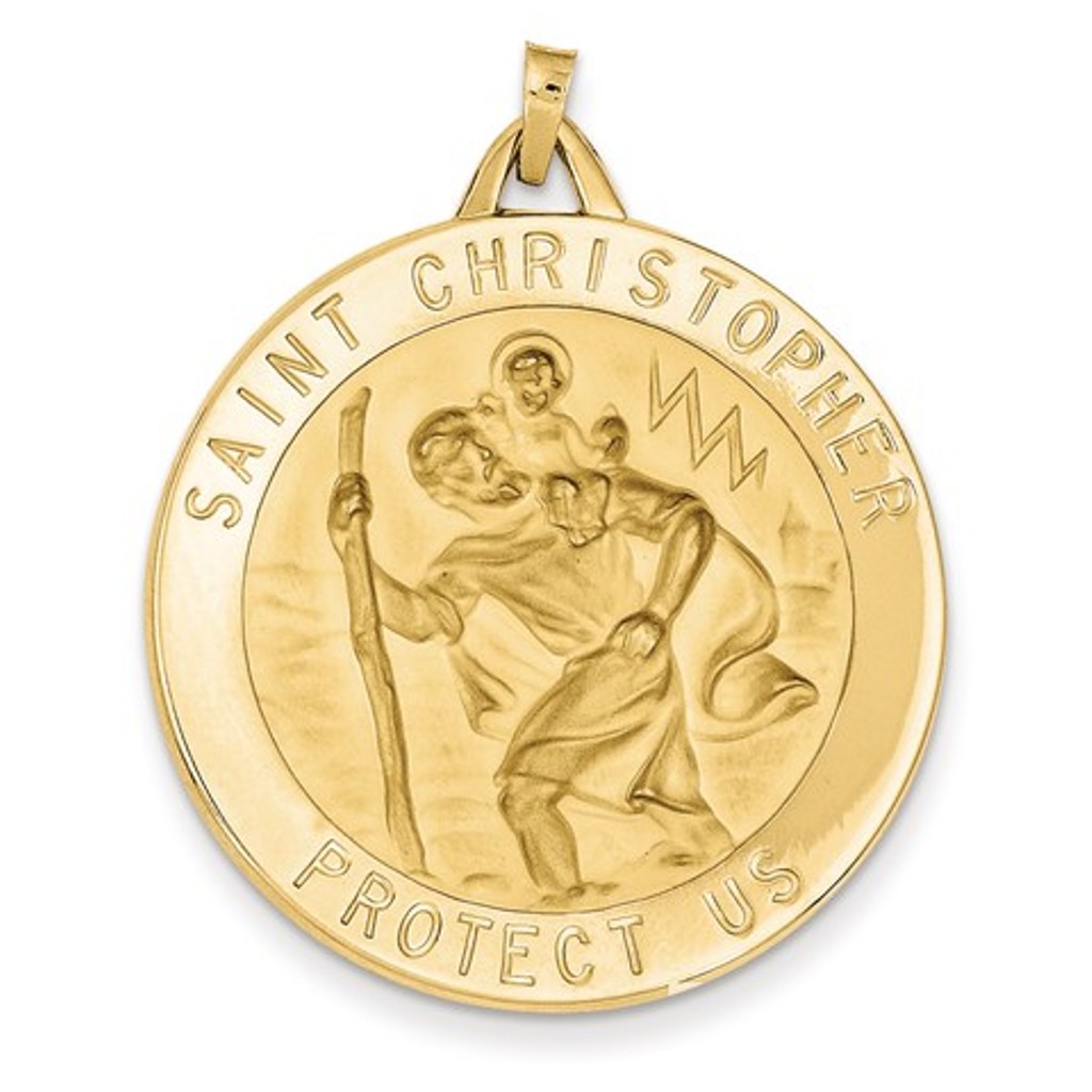 14k Yellow Gold St. Christopher Medal Pendant (43X33MM)