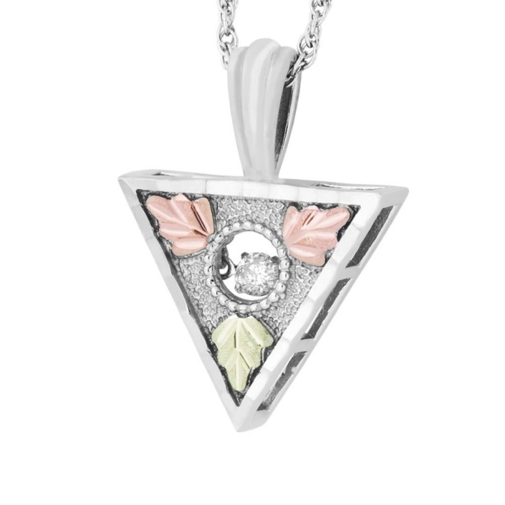 Triangular Glimmer Diamond Pendant Necklace, Sterling Silver