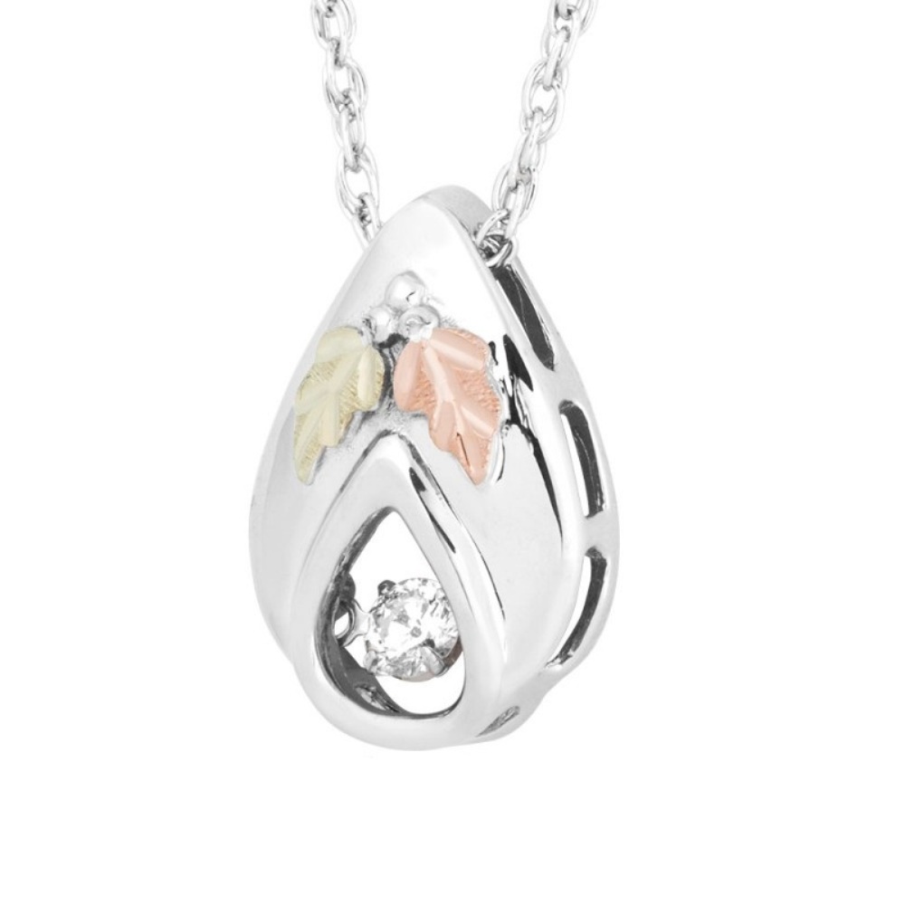Teardrop Glimmer Diamond Pendant Necklace, Sterling Silver