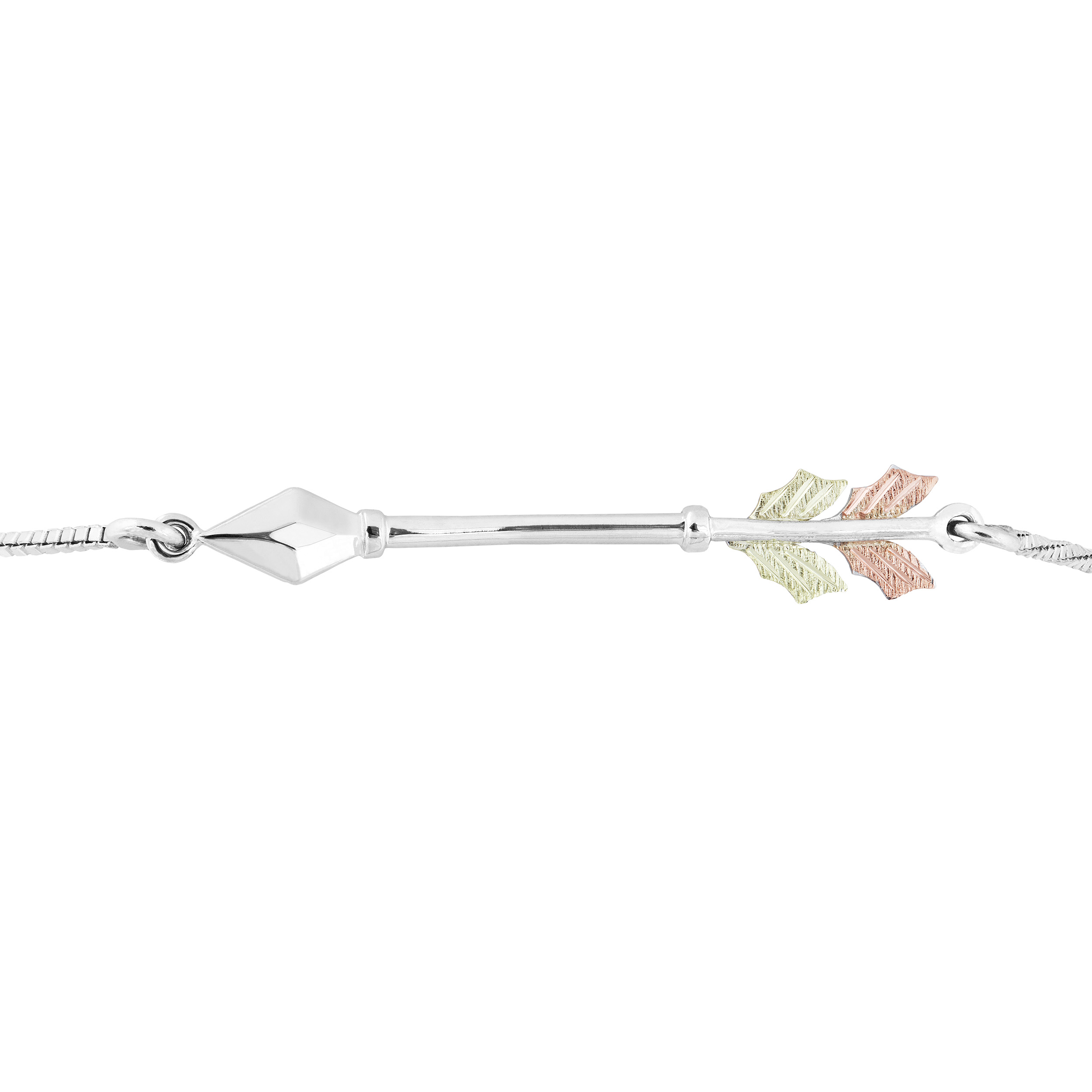 Arrow Bolo Bracelet, Sterling Silver, 12k Green and Rose Gold Black Hills Gold Motif