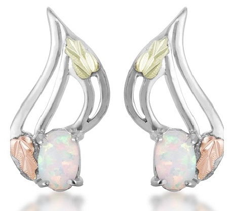 Birthstone Earrings in Black Hills Gold Motif, set in Sterling Silver. 