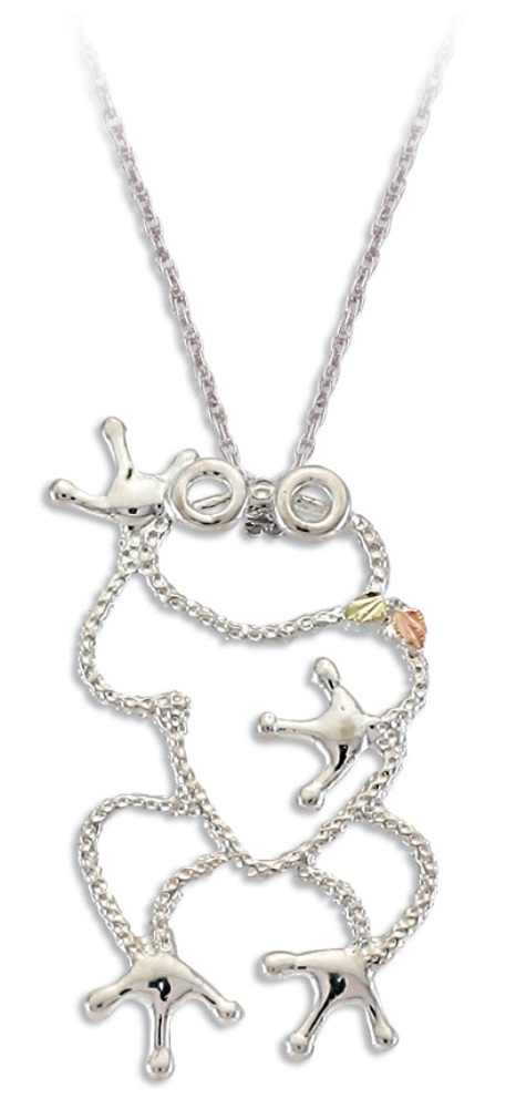 Sterling Silver Necklace with Frog Pendent and Black Hills Gold motif. 