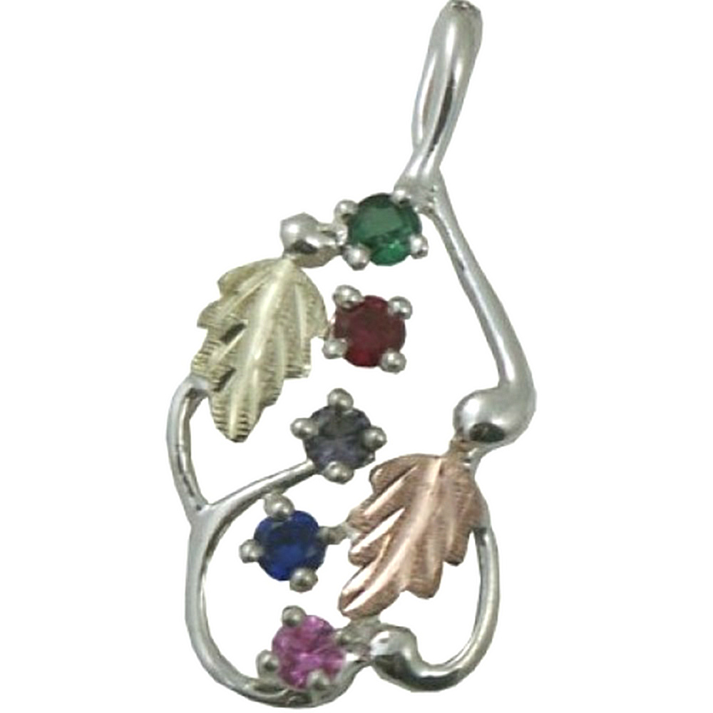 Mothre's Birthstone Pendent, 10k Sterling Silver, 12k Green and Rose Gold Black Hills Gold Motif. 