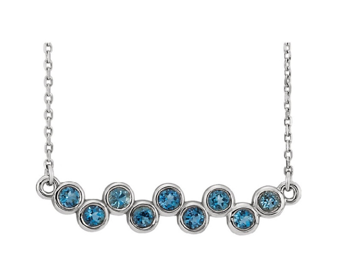 Bezel-Set Aquamarine Bar Necklace