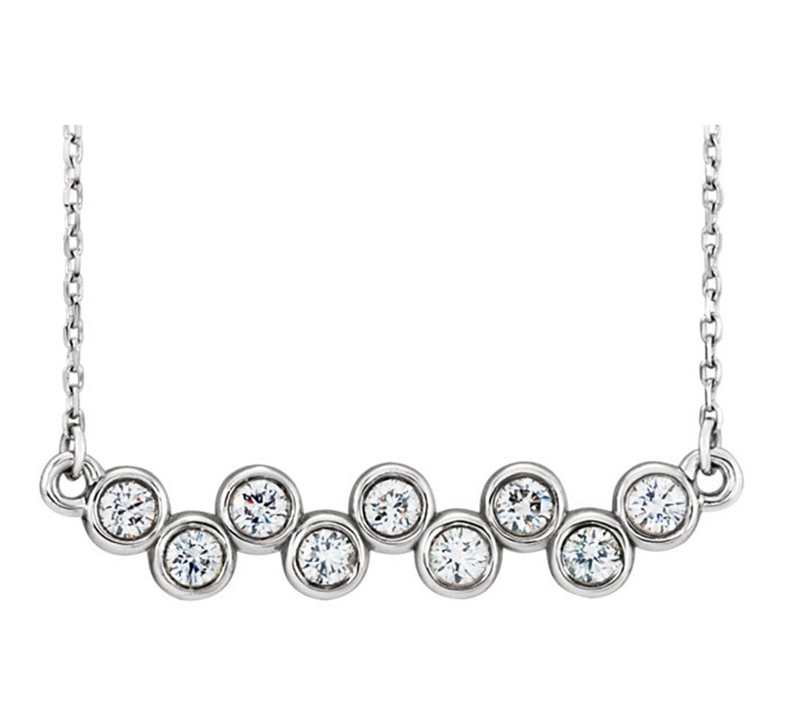 Bezel-Set Diamond Bar Necklace