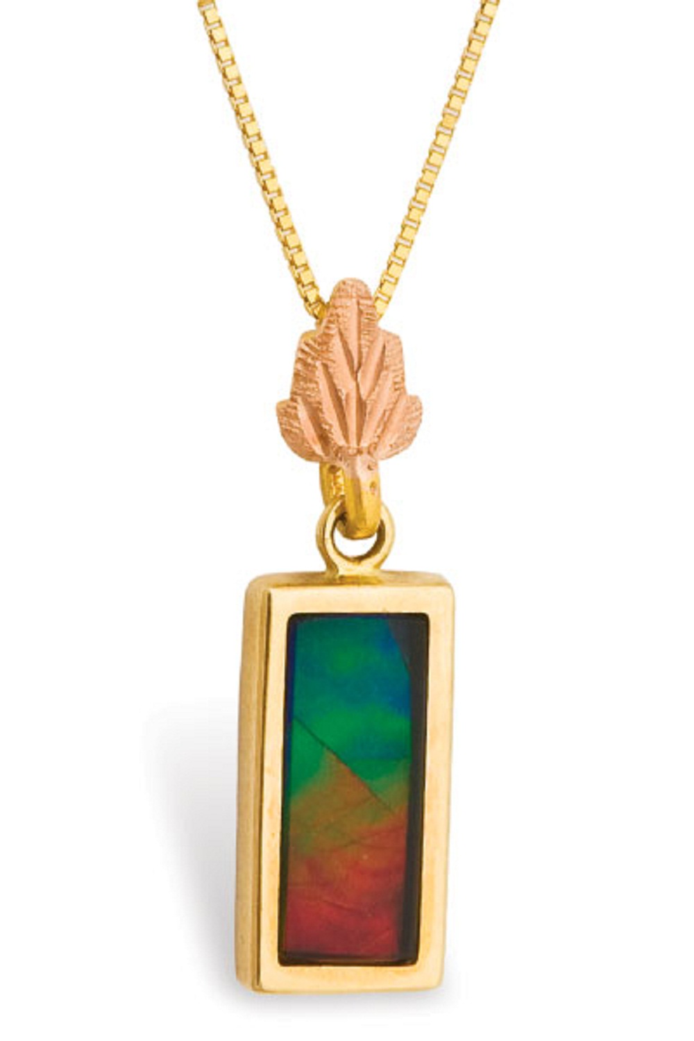 Pendant Necklace, 10k Yellow Gold, 12k Green and Rose Gold Black Hills Gold Motif Pendant Necklace 